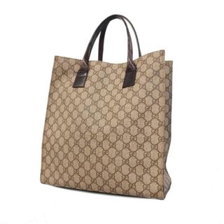 グッチ(Gucci)の【4ie5510-r】グッチ トートバッグ/GGスプリーム/91249/PVC/レザー/ブラウン/シルバー金具 【中古】 レディース(トートバッグ)