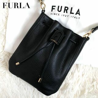Furla - 未使用級✨フルラ ショルダーバッグ アテナ バケット 巾着 レザー 黒 袋付き