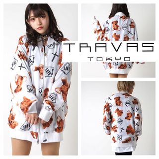 トラヴァストーキョー(TRAVAS TOKYO)のTRAVAS TOKYO■Logo bearsクマ柄 シフォン ブルゾン MA1(ブルゾン)