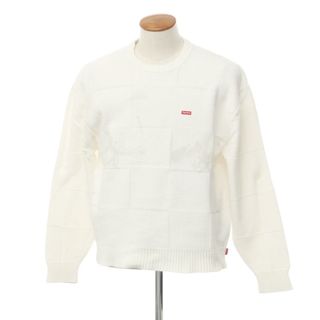 シュプリーム(Supreme)の【中古】シュプリーム Supreme 2021年春夏 Tonal Checkerboard Small Box Sweater コットン プルオーバーニット ホワイト【サイズM】【メンズ】(ニット/セーター)