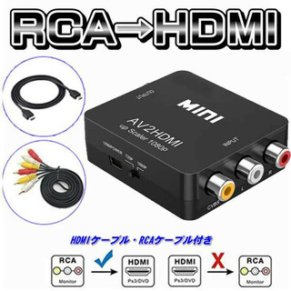 コンバーター 変換器 コンポジット RCA→HDMI 黒(映像用ケーブル)