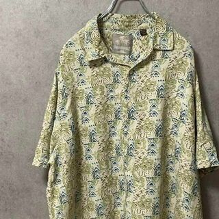 30 アロハシャツ　総柄　半袖　オープンカラー　オーバーサイズ　シルクリネン(Tシャツ/カットソー(半袖/袖なし))