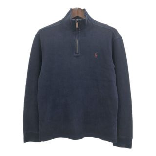 ポロラルフローレン(POLO RALPH LAUREN)のPolo by Ralph Lauren ポロ ラルフローレン ハーフジップ ドライバーズニット セーター ワンポイント ネイビー (メンズ M) 中古 古着 Q8219(ニット/セーター)