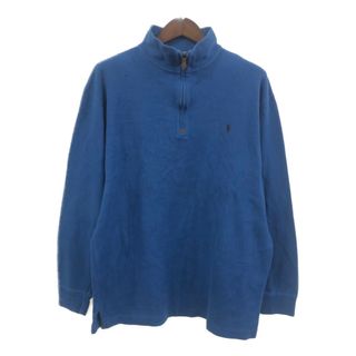 ポロラルフローレン(POLO RALPH LAUREN)のPolo by Ralph Lauren ポロ ラルフローレン ハーフジップ ドライバーズニット セーター ワンポイント ブルー (メンズ L) 中古 古着 Q8220(ニット/セーター)