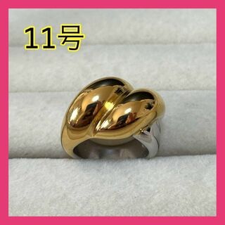 032b9ハートリング指輪ゴールド　ゴールド　アクセサリー　石　プチプラ(リング(指輪))