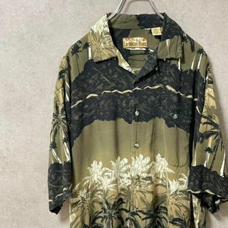 299　アロハシャツ　オーバーサイズ　総柄　オープンカラー　レーヨン100%(Tシャツ/カットソー(半袖/袖なし))