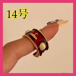 081b5レッド×ゴールドリング　指輪　韓国アクセサリー　石プチプラ　ジュエリー(リング(指輪))