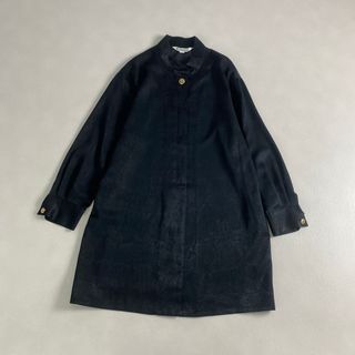 美品　ブラウス　金ボタン　比翼仕立て　シワ加工　高級感　ヴィンテージ　黒(シャツ/ブラウス(長袖/七分))