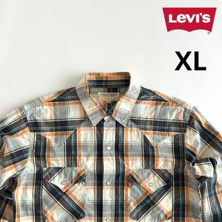 リーバイス(Levi's)のLevi's リーバイス ウエスタンシャツ XL チェック ネイビー オレンジ(シャツ)