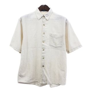 90年代 VAN HEUSEN ヴァン ヒューゼン リネン シルク 半袖シャツ アイボリー (メンズ L) 中古 古着 Q8231(シャツ)