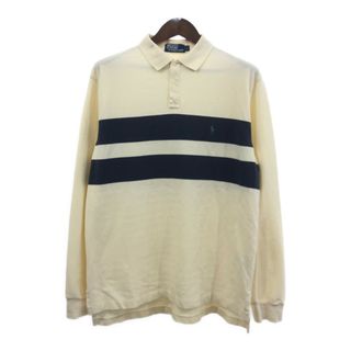 ポロラルフローレン(POLO RALPH LAUREN)のPolo by Ralph Lauren ポロ ラルフローレン ボーダー 長袖 ポロシャツ アイボリー (メンズ L) 中古 古着 Q8235(ポロシャツ)