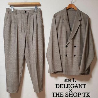 ザショップティーケー(THE SHOP TK)のTHE SHOP TK 　メンズ　セットアップ 　ブラウン　チェック　L　ダブル(セットアップ)