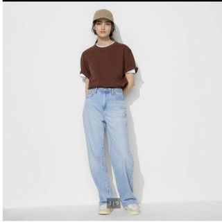 ユニクロ(UNIQLO)のUNIQLO デニムワイドストレートパンツ 23数回着用ワイドストレートジ(デニム/ジーンズ)