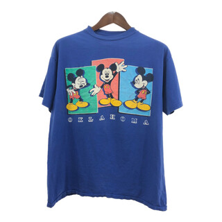 ディズニー(Disney)の90年代 Disney ディズニー MICKEY UNLIMITED ミッキーマウス 半袖Ｔシャツ キャラクター ブルー (メンズ LARGE) 中古 古着 Q8242(Tシャツ/カットソー(半袖/袖なし))