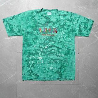 古着　Tシャツ　タイダイ染め　90s メンズ　半袖　ターコイズブルー　Lサイズ(Tシャツ/カットソー(半袖/袖なし))