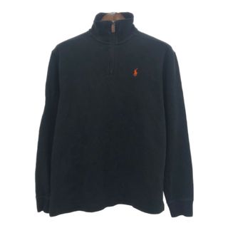 ポロラルフローレン(POLO RALPH LAUREN)のPolo by Ralph Lauren ポロ ラルフローレン ハーフジップ ドライバーズニット セーター ワンポイント ブラック (メンズ M) 中古 古着 Q8244(ニット/セーター)