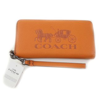 コーチ(COACH)の未使用品★COACH コーチ C3548 ホースアンドキャリッジストラップ付 ロゴデザイン ラウンドファスナー レザー 長財布/ウォレット ブラウン レディース(財布)