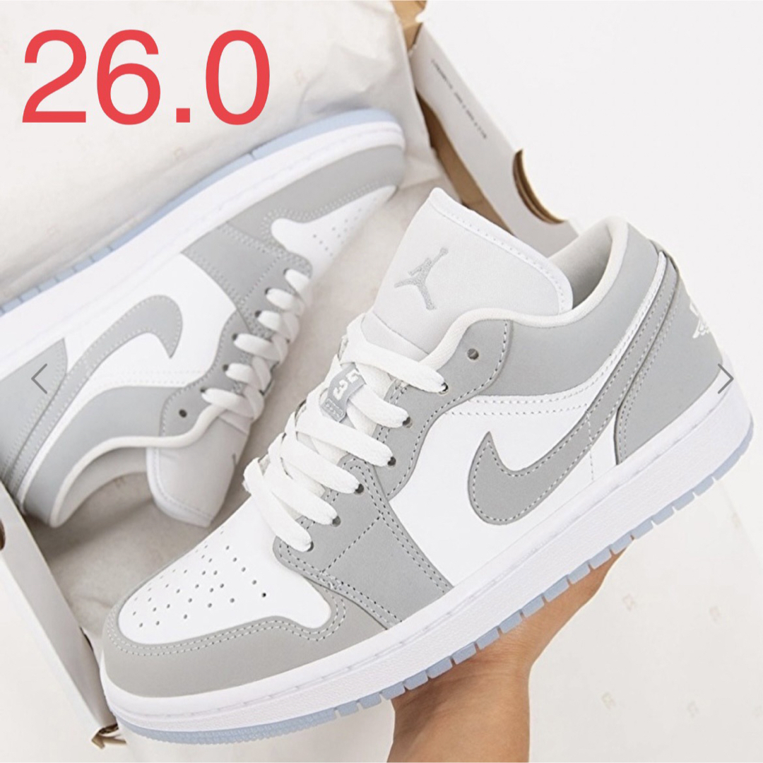 NIKE - AIR JORDAN 1 LOW エアジョーダン ウルフグレー 26cm の NIKE - AIR JORDAN 1 LOW エアジョーダン ウルフグレー 26cm の