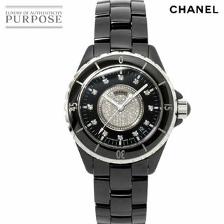 CHANEL - シャネル CHANEL J12 H1757 メンズ 腕時計 センター ダイヤ 12P デイト セラミック ブラック オートマ 自動巻き ウォッチ VLP 90176534