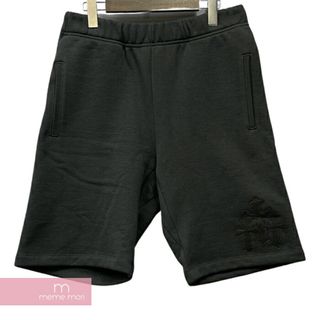 クロムハーツ(Chrome Hearts)のCHROME HEARTS GRP Y NOT Sweat Shorts クロムハーツ ワイノットスウェットショーツ ショートパンツ ハーフパンツ レザートリプルクロスパッチ シルバープレート ブラック サイズM【240528】【新古品】【me04】(スラックス/スーツパンツ)