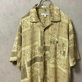 75 アロハシャツ　総柄　半袖　オープンカラー　オーバーサイズ　レーヨンシルク(Tシャツ/カットソー(半袖/袖なし))