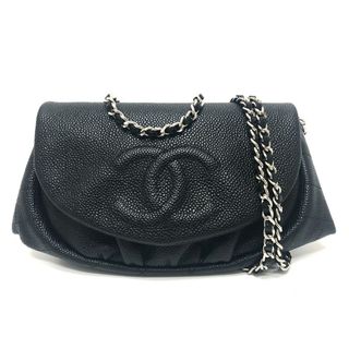 シャネル(CHANEL)のシャネル CHANEL ハーフムーン A40033 チェーンウォレット 肩掛けバッグ 斜め掛けバッグ カバン バック ショルダーバッグ キャビアスキン ブラック 美品(ショルダーバッグ)