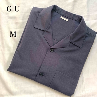 ジーユー(GU)のGU オープンカラーシャツ　半袖カットソー　M  グレー　イージーケア(Tシャツ/カットソー(半袖/袖なし))