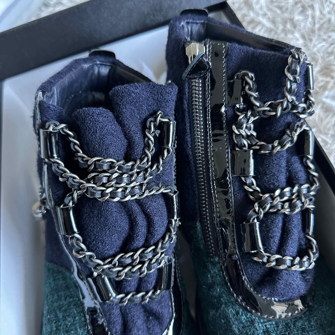 CHANEL おしゃれ ツィード ショートブーツ37 CHANEL おしゃれ ツィード ショートブーツ37