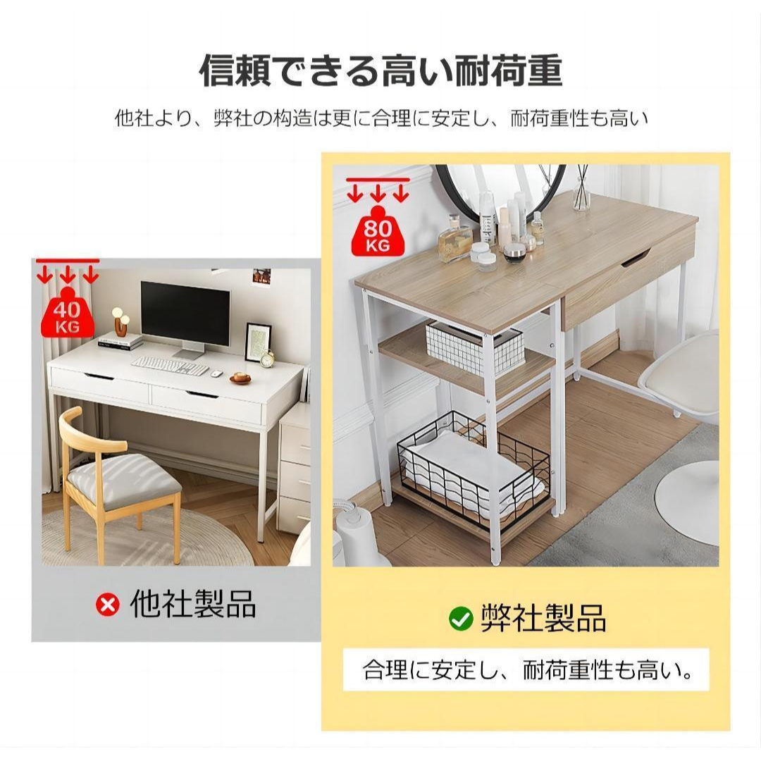 ホワイト】パソコンデスク 一体分割両用 引き出し付き 収納 ホワイト】パソコンデスク 一体分割両用 引き出し付き 収納