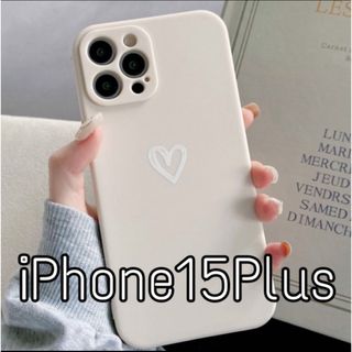 iPhoneケース ハート 手書き シンプル ホワイト iPhone15Plus(iPhoneケース)