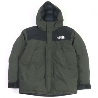 ザノースフェイス(THE NORTH FACE)の美品□THE NORTH FACE ザ・ノースフェイス ND91737 Mountain Down Jacket GORE-TEX ロゴ刺繍 WZIP フーデッド ダウンジャケット ニュートープ L イタリア製 正規品 メンズ(ダウンジャケット)