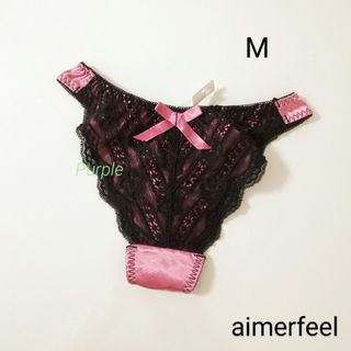 エメフィール(aimer feel)の【未使用】aimerfeel サテン×ブラックレースTバックショーツ(ショーツ)