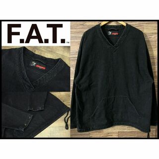 エフエーティー(FAT)のG① JUMBO (XL) FAT ストレッチ デニム プルオーバー シャツ 黒(Tシャツ/カットソー(七分/長袖))