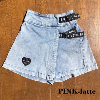 PINK-latte - 【PINK-latte】綿ストレッチサイドベルト付きデニムスカートショートパンツ