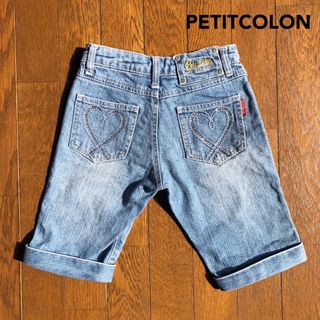 【PETITCOLON】キッズ　後ろポケットラインストーン付きデニムハーフパンツ(パンツ/スパッツ)