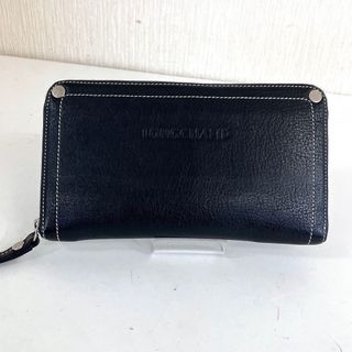 ロンシャン(LONGCHAMP)のＲ　LONGCHAMP レザー ラウンドファスナー長財布 BLACK(長財布)