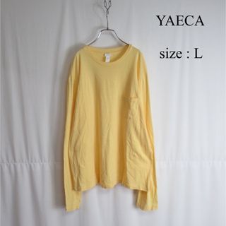 ヤエカ(YAECA)のYAECA ポケット Tシャツ ロンT カットソー 古着 イエロー コットン L(Tシャツ/カットソー(七分/長袖))