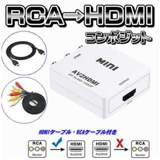 コンバーター 変換器 コンポジット RCA→HDMI 白(映像用ケーブル)