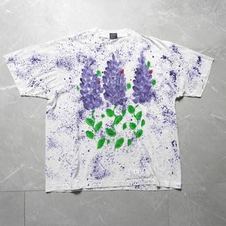 フルーツオブザルーム(FRUIT OF THE LOOM)の古着　Tシャツ　メンズ　半袖　総柄　90s XLサイズ　USA製　ホワイト(Tシャツ/カットソー(半袖/袖なし))