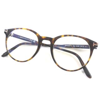 トムフォード(TOM FORD)の未使用品▼TOM FORD トムフォード TF5695-F-B 052 ロゴ金具 マーブル柄 アジアンフィット ブルーライトカット カラーレンズ ボストン メガネ 眼鏡 アイウェア クリアブラウン 51□20 145 デモレンズ イタリア製 メンズ(サングラス/メガネ)