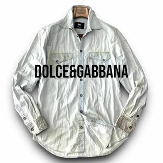 A16 美品 Mぐらい『ドルチェ＆ガッバーナ D&G』加工 デニム 長袖 シャツ(Tシャツ/カットソー(七分/長袖))