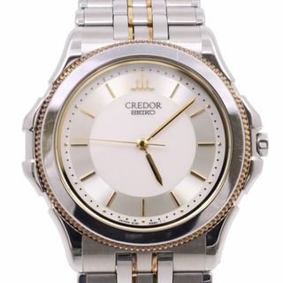 セイコー(SEIKO)のSEIKO セイコー クレドール 18KT/SS クォーツ メンズ 腕時計 白文字盤 純正ベルト 8J81-6A20(腕時計(アナログ))