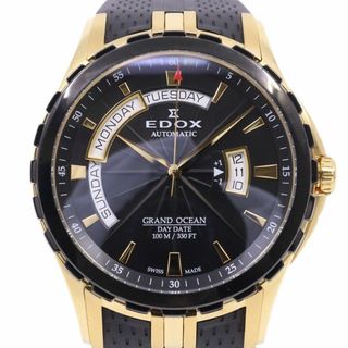 エドックス(EDOX)のEDOX エドックス グランドオーシャン デイデイト 自動巻き メンズ 腕時計 ゴールドGP 黒文字盤 純正ラバーベルト 83006(腕時計(アナログ))