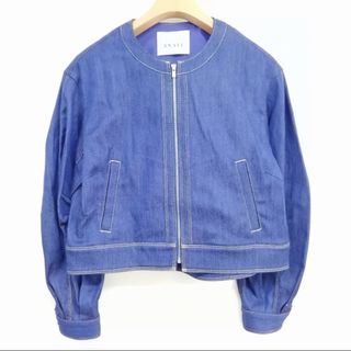 アナイ(ANAYI)の美品 23SS ジャケット ショート丈 デニム ノーカラー 長袖 34 ブルー(ノーカラージャケット)