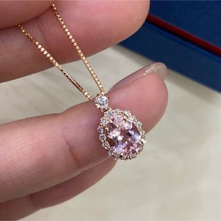 18金　モルガナイト　ネックレス　セット　ピアス　新品(ネックレス)