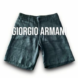 ジョルジオアルマーニ(Giorgio Armani)のA06 美品 48『ジョルジオアルマーニ』麻100％ リネン ハーフパンツ(ショートパンツ)