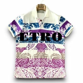 ETRO - A05 美品 Lサイズ『エトロ』マルチカラー ペイズリー 半袖 ポロシャツ