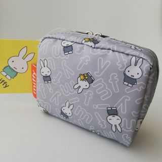 miffy - ミッフィー　ポーチ　コスメポーチ　化粧ポーチ　ミニポーチ　グレー　シンプル