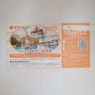 サマーランド 株主ご招待券春秋限定 1DAYパス 1枚(遊園地/テーマパーク)