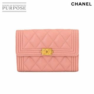 シャネル(CHANEL)の新品同様 シャネル CHANEL ボーイシャネル 二つ折り 財布 キャビアスキン ピンク A84385 ココマーク ゴールド 金具 VLP 90234681(財布)